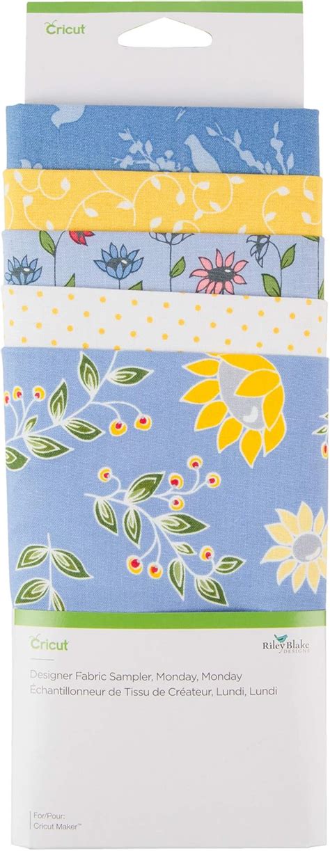 2005171 - Cricut Designer Fabric Sampler Monday Mon; 12"x26" 5-Sheet Sampler, Monday-Riley Black Designs Maker Machines, 12" x 26"